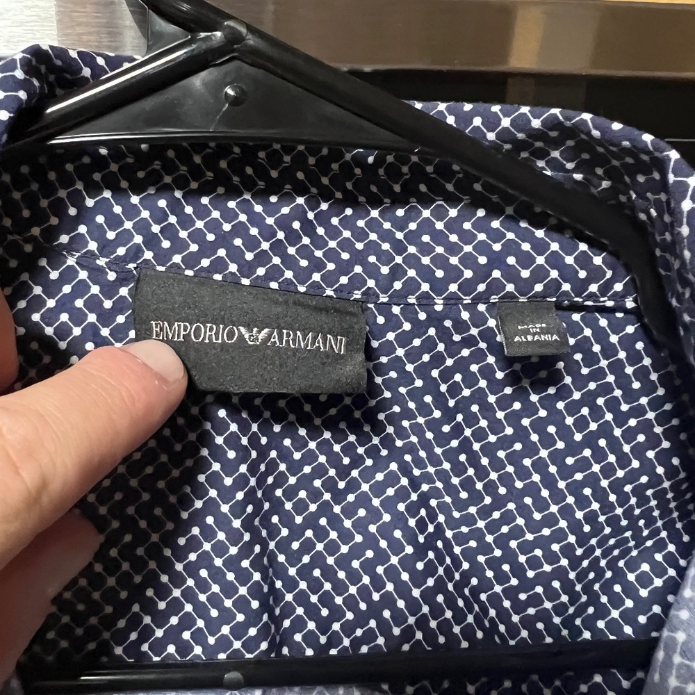 Emporio Armani men’s long sleeve navy blue button up shirt